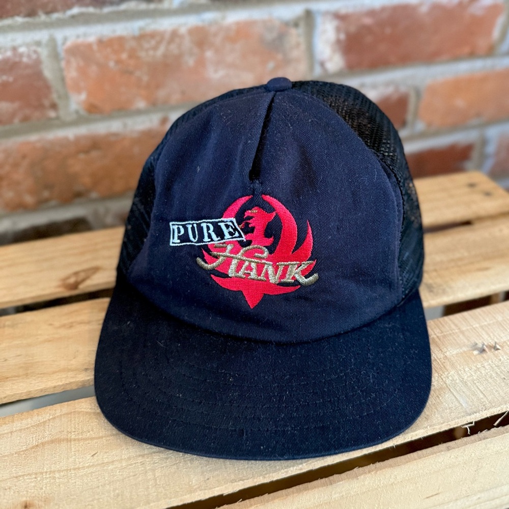 Rare Vintage Pure Hank Williams Jr Logo Embroidered Trucker Hat Black Merch Mens